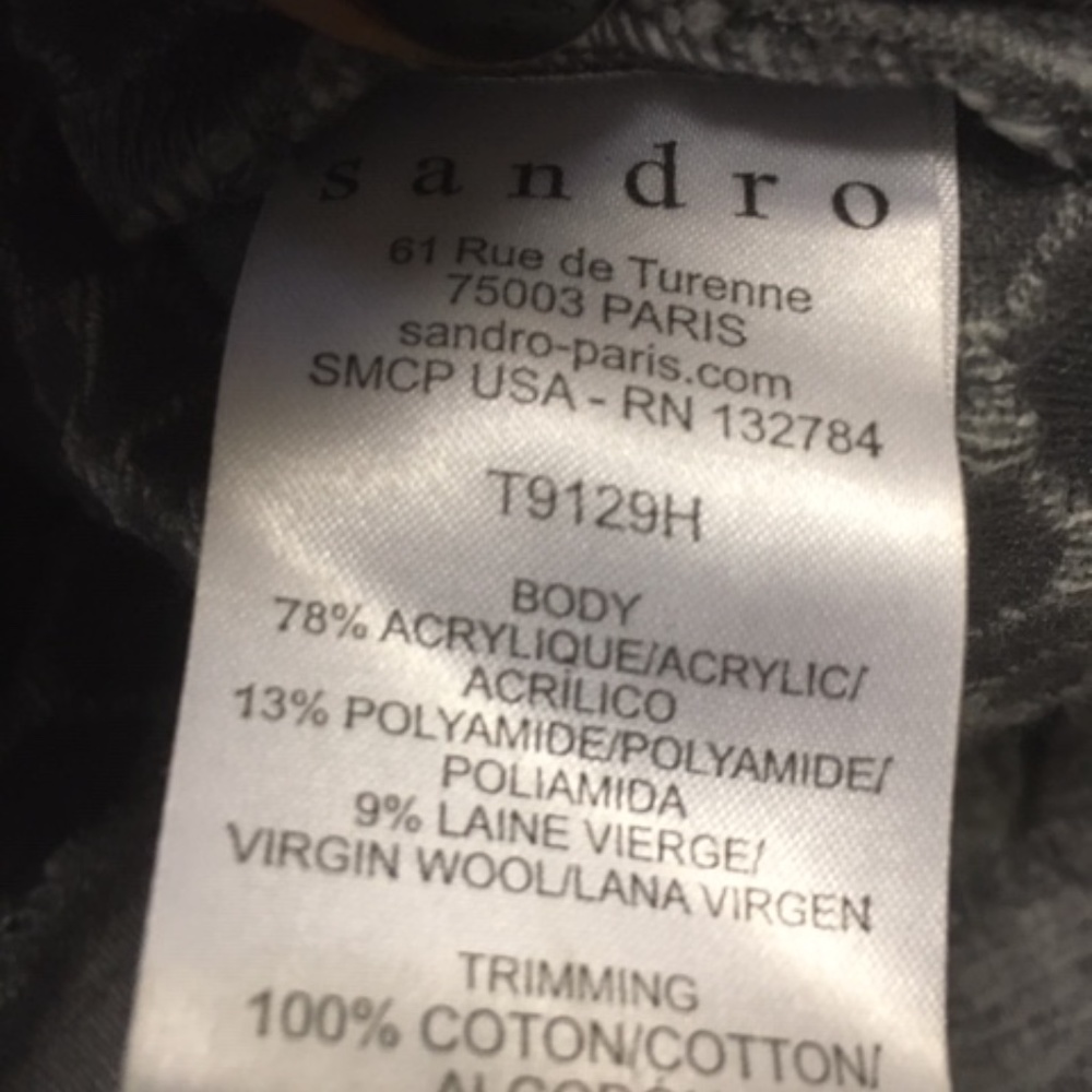 SANDRO Gray Tac Top Long Sleeve Textured Sz 2 Medium EUC - Picture 8 of 12